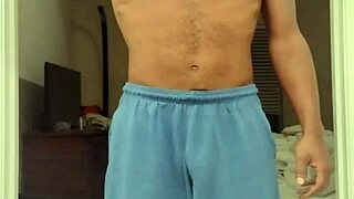 Brunette does her workout routine in the dorm.