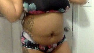 Big Tit Ebony MILF Dances Seductively In The Bathroom