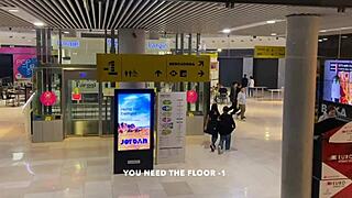 Gay cruising in public mall WC leads to extreme blowjob