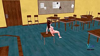 This animated 3D cartoon features a beautiful teen 18+ girl in various poses