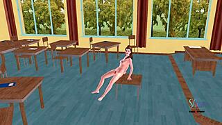 This animated 3D cartoon features a beautiful teen 18+ girl in various poses