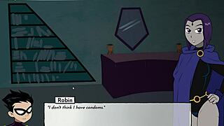 18Titans Part 4 - Raven caught masturbating in wild cartoon game action. Can't stop watching!