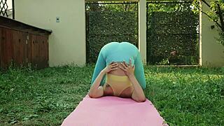 Watch my sexy yoga in leggings, she teases.