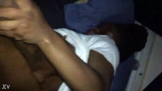 This fun-sized ebony girl gets oiled up and fucked by a long black cock in her pussy and ass