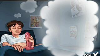 Milf gives explosive stress relief handjob in Summertime Saga!