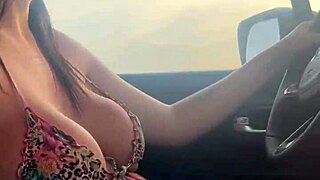 skilled prostitute gives blowjob while driving