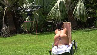 Big natural tits girl masturbates on webcam while tiny 18+ dude jerks off