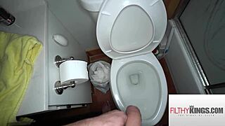 I'm stunned, busty stepmom watches me pee and sucks me off