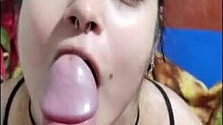 In the white wolf series, the beautiful teen babe gives greedy passionate blowjob to white moon vip before bed