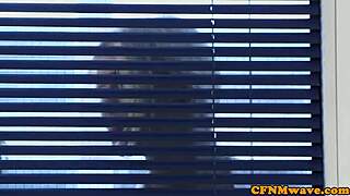 British Femdom Doms Tug Sub's Cock in Breakroom Group Setting