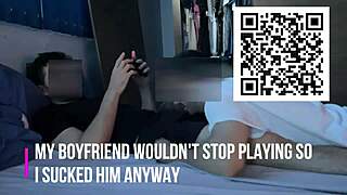 my bf ignored playstation for my deepthroat cum swallow