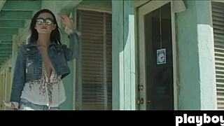 Perfect brunette alexandra tyler exposes tits outdoor