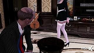 she gets creampied in the kitchen.