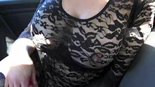 French Cougar Orgy in Car with Blonde Taking Three Hard Cocks