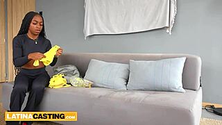 I’m hooked on this black Latina babe taking big dick anal at casting!