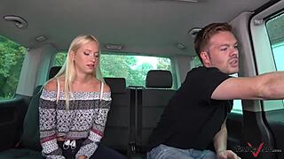 Blonde in one shoe bangs stranger for new pair outdoors