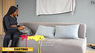 I’m hooked on this black Latina babe taking big dick anal at casting!