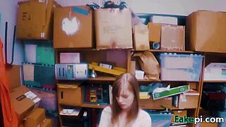 Doll Looking Teen 18+ Bareback Table Fucked By Fake Shop Manager