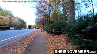 Why Does This Ebony Babe MsNovember Ride Naked in Public on SheisNovember?
