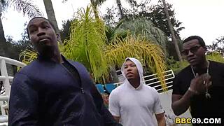 Leya Falcon, the anal slut, endures a gangbang by big black cocks.