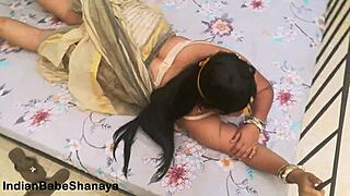 Mature Indian milf Shanaya masturbates her big natural tits alone.