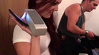 girls backstage trying on lingerie and leather dresses without panties, showing lots of views.