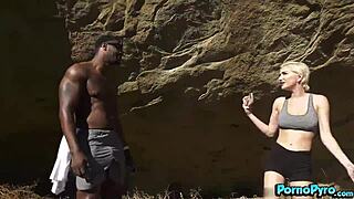 Short Haired Blonde Skye Blue Rides Bbc Reverse Cowgirl