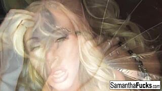 Watch Samantha Tease Her Big Tits While Masturbating Nude!