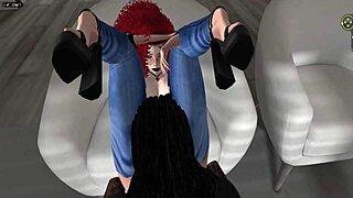 black guy screws young redhead in wild cartoon scene