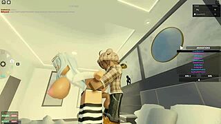 Girl rides monster cock in roblox-inspired scene with big tits 😈