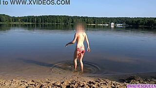 Naked girl, are you daring enough for skinny dipping at this public beach?