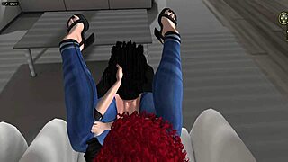 black guy screws young redhead in wild cartoon scene