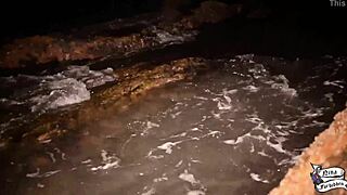 novinha masturbating on the beach with wild squirting action. can't believe she did that in public!