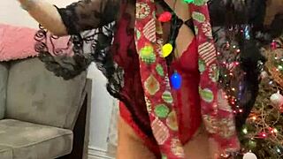 Anna Maria's Passionate Christmas in Red Lingerie