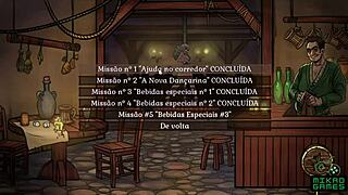 Public humiliation for a naughty redhead maid in a cartoon-style porn parody