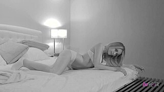 lesbian blondes abby cross and blake eden interact with each other and use toys