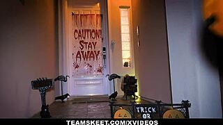 petite redhead cleo clementine gets tricked in costume