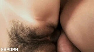 this gorgeous white brunette craves a big black cock in her hairy pussy