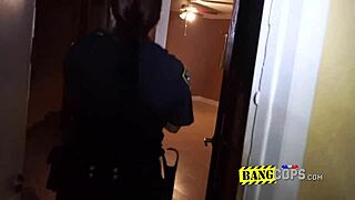Man, I’m lovin’ this wild threesome with horny milfs in cop uniforms and a young stud!