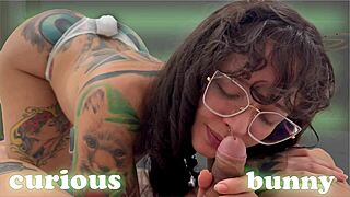 i got curious bunny sniffin my asshole and cock, so kinky