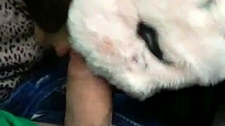 Couple in public street blowjob with cum in mouth