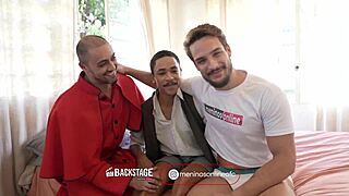 Backstage L�o Felipo Obsessed with Lust in Gay 3some!