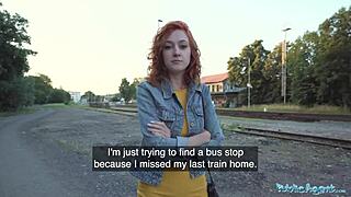 Public agent catches redhead sucking and fucking! 😈