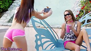 Skinny Spex Teen Lesbian Licking and Kissing Petite Partner's Small Tits in HD