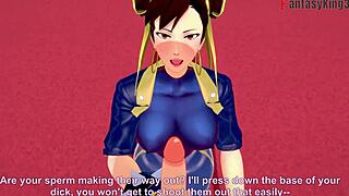 chun-li gives blowjob and gets fucked in pov street fighter fantasy