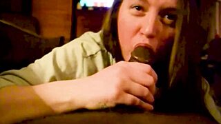 bbw amateur deepthroats big black cock in lingerie