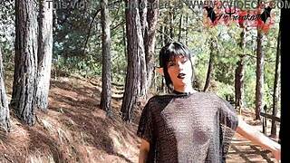 Gothic Elf Plays With Toys In The Forest