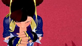chun-li gives blowjob and gets fucked in pov street fighter fantasy