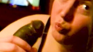 bbw amateur deepthroats big black cock in lingerie
