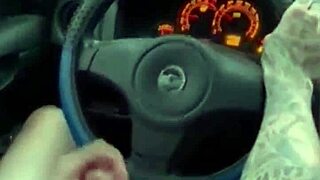 I'm jerking my big gay cock in the car while driving.